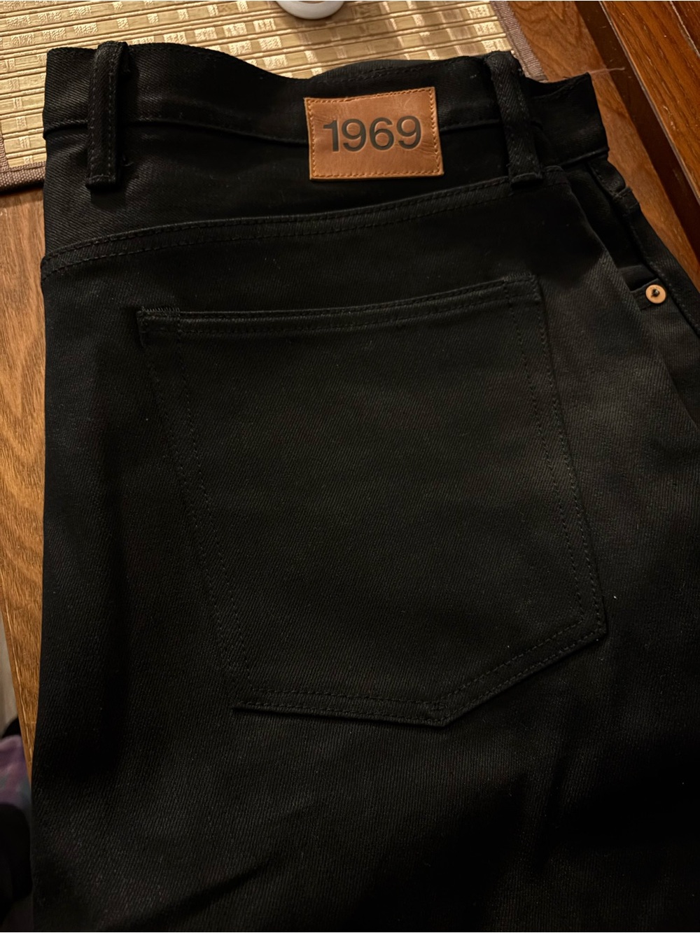 GAP Selvedge Straight Men's Jeans with 1969 Leather Patch - Black Rinse